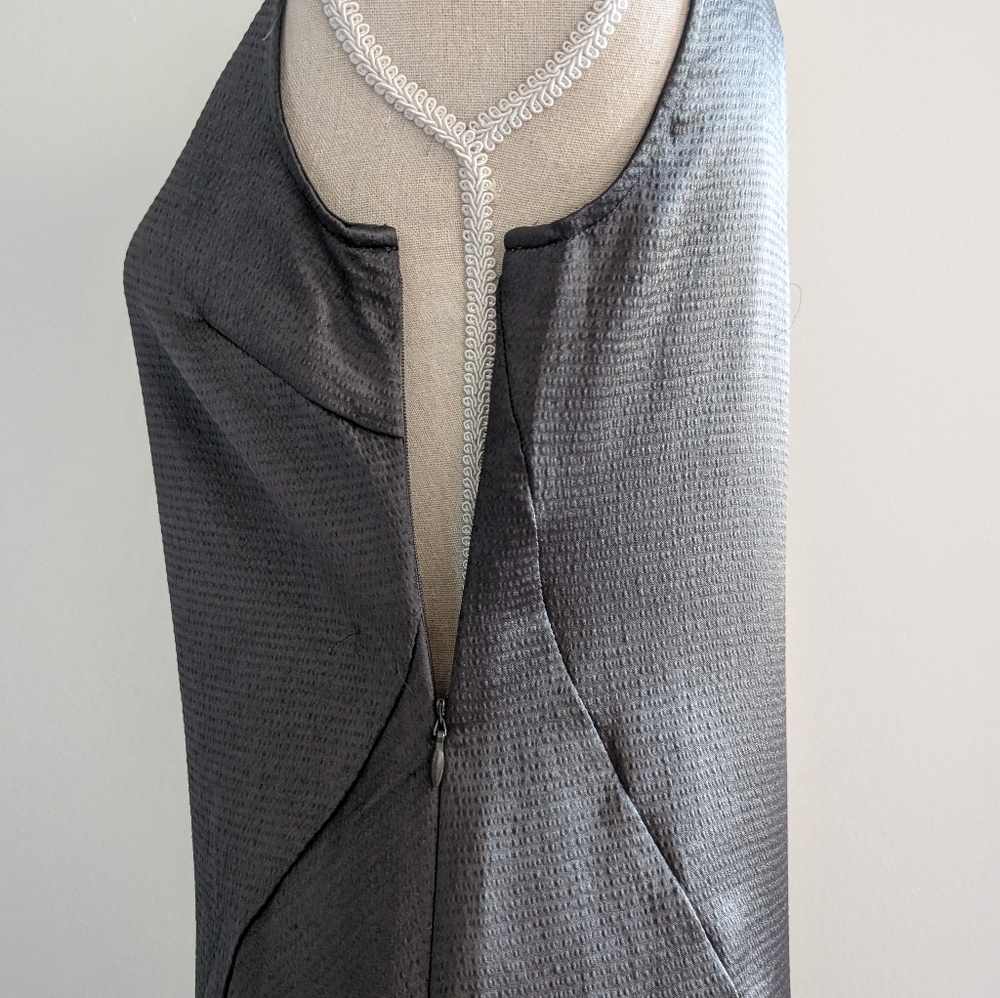 Club Monaco Bias Cut Sleeveless Satin Dress In Olive Green - Picture 9 of 16